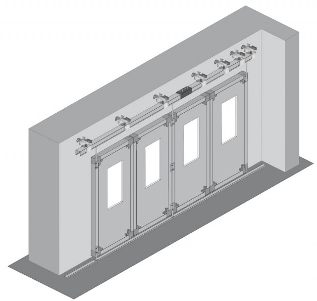 Конструкция секционных многодверных ворот