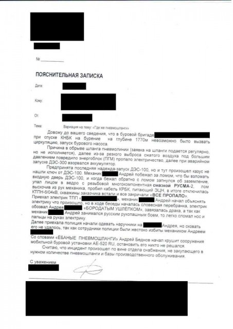 отчет о проишествии
