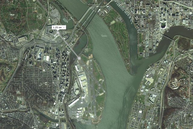 Снимок экрана от 2016-08-25 09-37-43.png (1.18 МБ) 15250 просмотров деревня Вашингтон (США). Расстояние от международного аэропорта им. Р. Рейгана до Пентагона